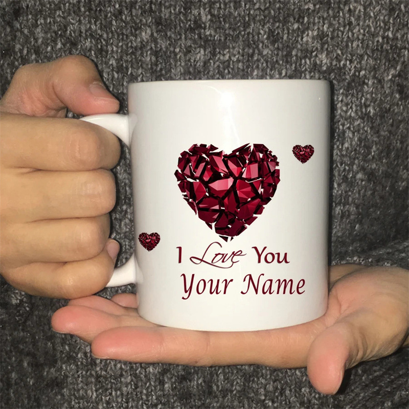 Coffee Tea Love - Mug keramik pasangan berkapasitas besar, motif