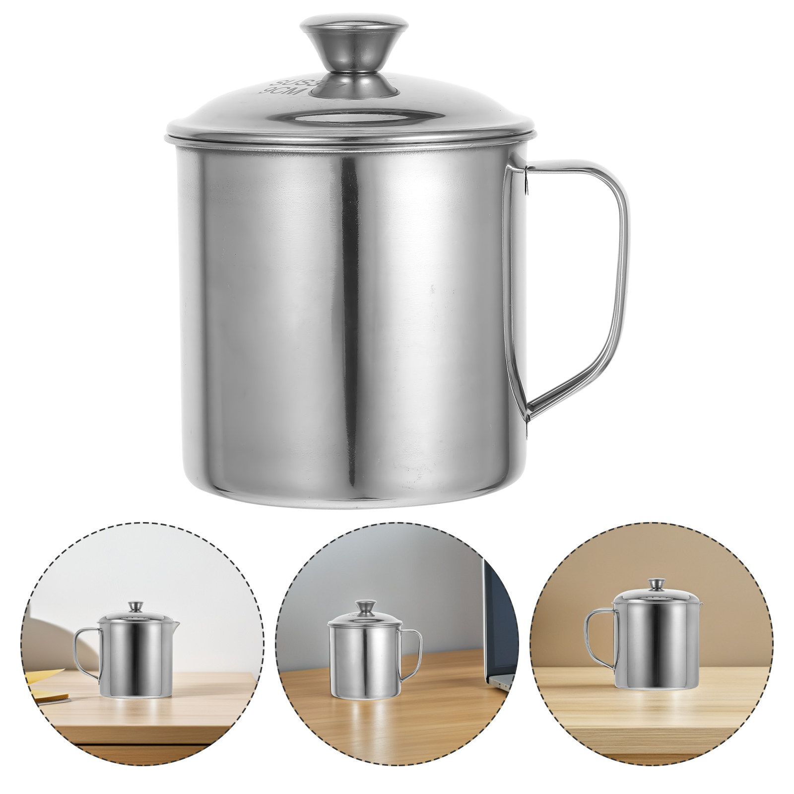 Mug Tea Coffee - Gelas Baja Tahan Karat dengan Tutup,