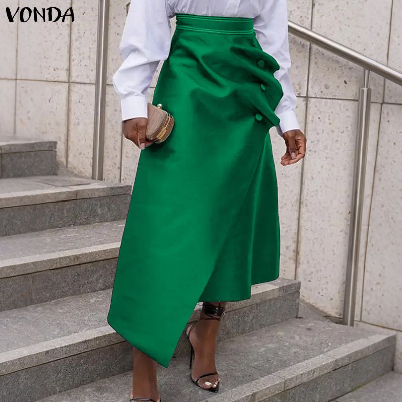 Coffee Plus Tea - VONDA Rok Satin Wanita Elegan Ukuran