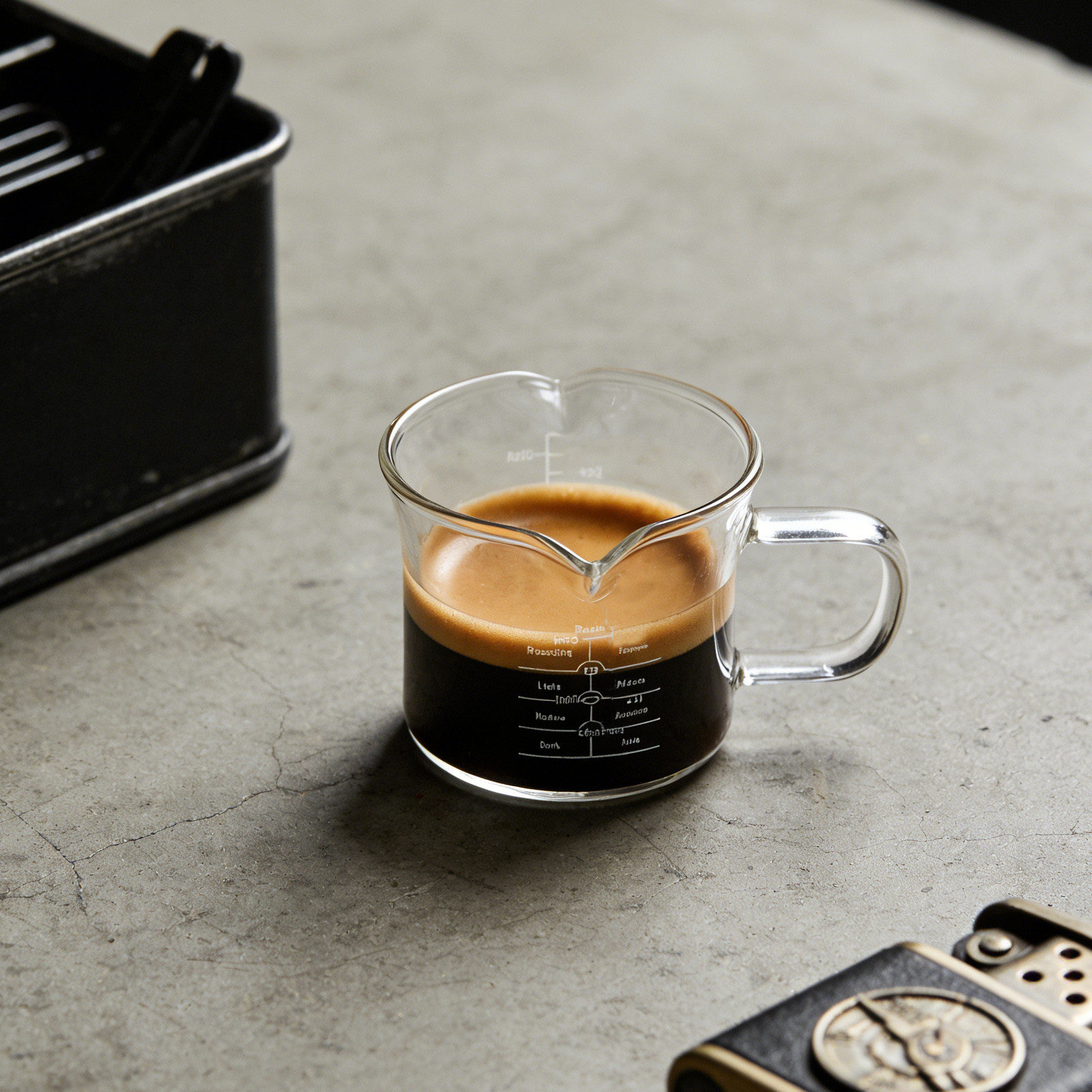 Coffee Tea Cups - Gelas Ukur dengan Dua Corong, Kapasitas