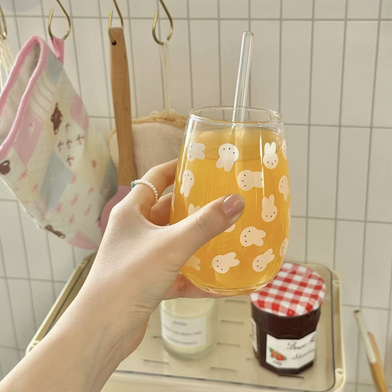 Gelas Kaca Bermotif Kelinci Mi - Coffee Tea Cups ulasan dan harga