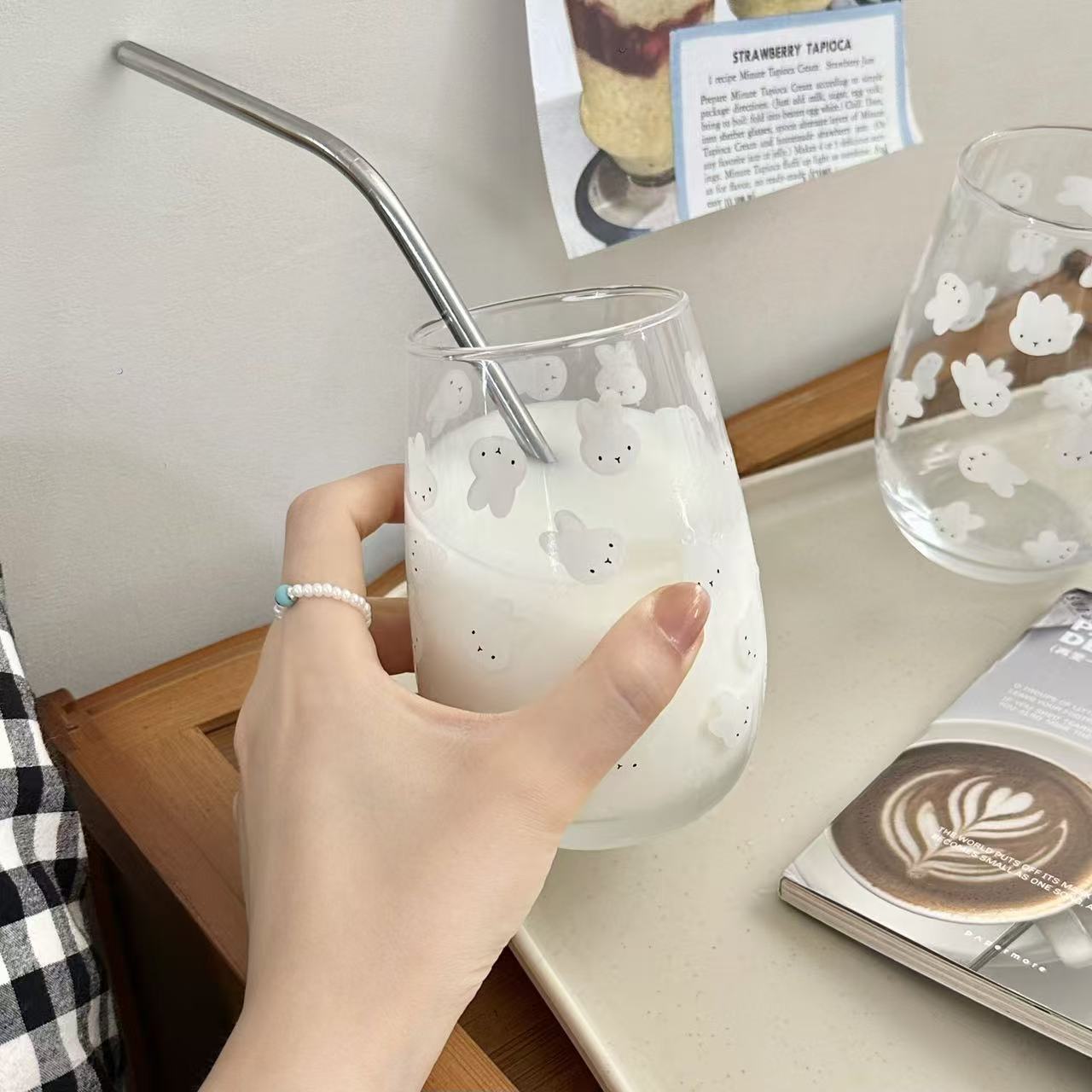 Gelas Kaca Bermotif Kelinci Mi - Coffee Tea Cups ulasan dan harga