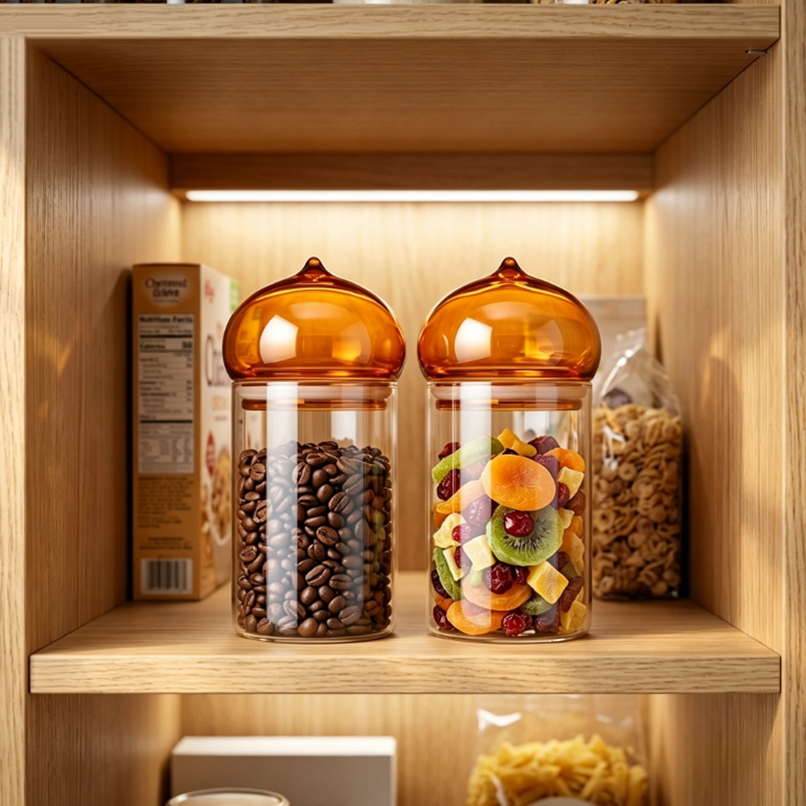 Toples Kaca dengan Tutup Amber - Coffee Bean And Tea Leaf ulasan dan harga