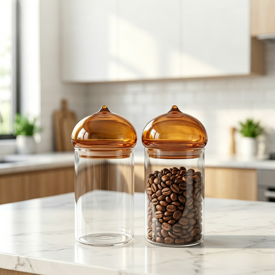 Toples Kaca dengan Tutup Amber - Coffee Bean And Tea Leaf ulasan dan harga